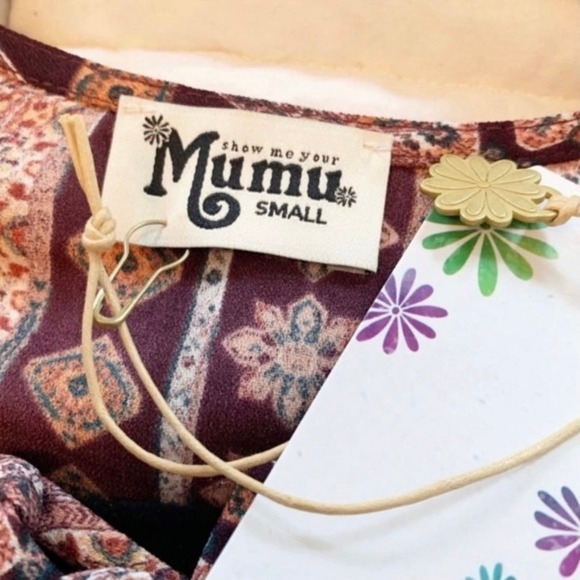 Show Me Your Mumu Tunic Blouse Size Small NWT Boho Festival Peasant Lace Up Top - Picture 7 of 9